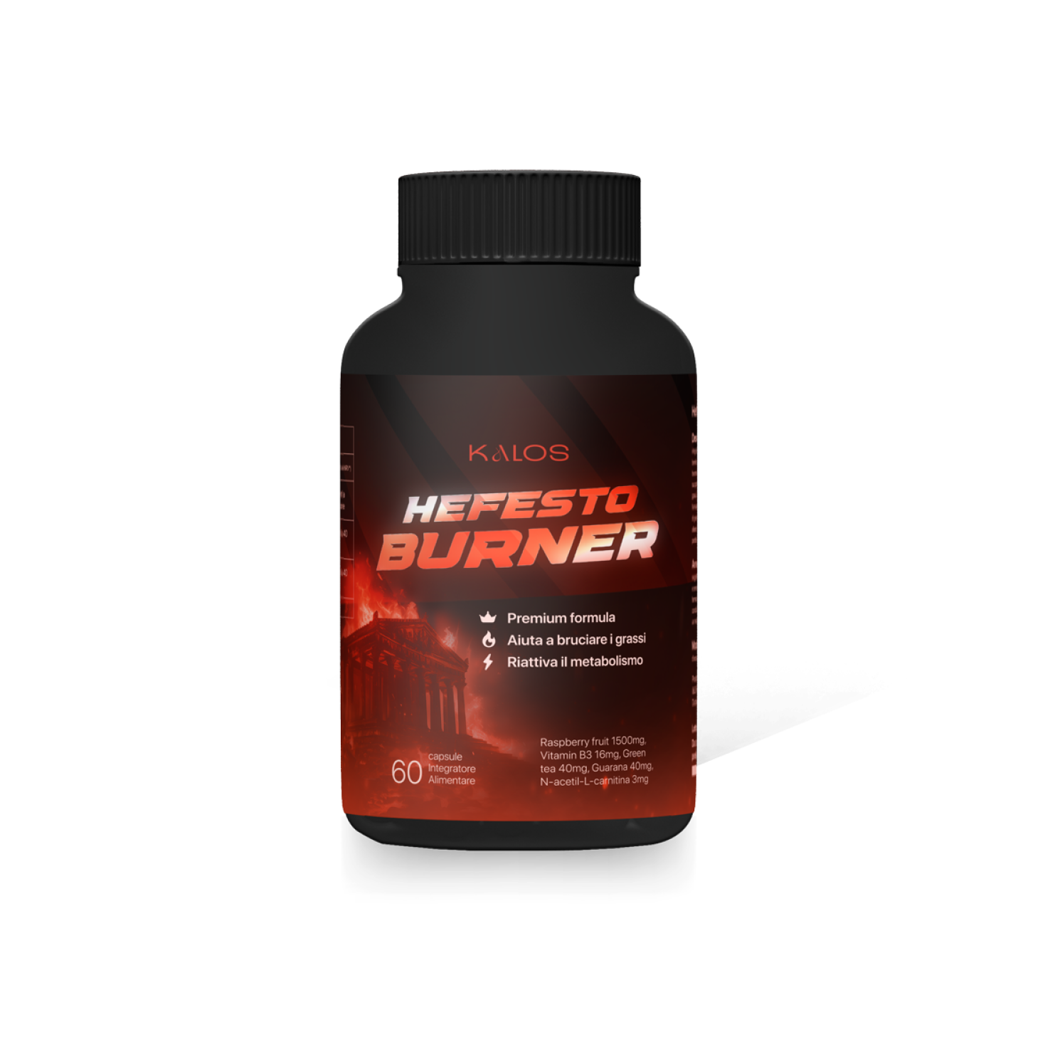 Kalos Hefesto Burner integratore brucia grassi termogenico, 60 capsule per riattivare il metabolismo e la perdita di peso. Ideale per palestra e fitness.